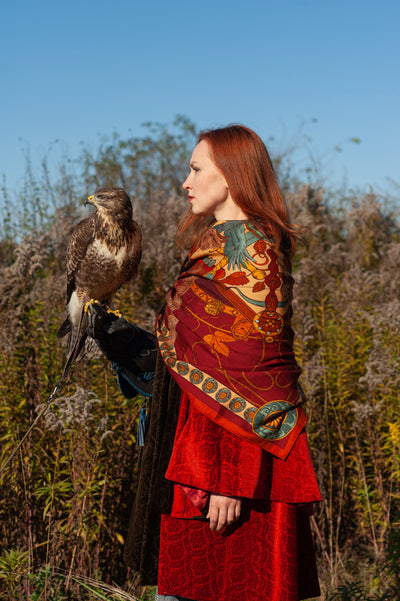 Apaszka „Sokole Polowanie” (Czerwona) (Wełna)