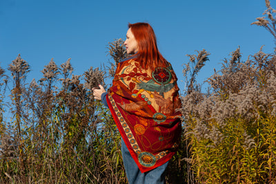 Apaszka „Sokole Polowanie” (Czerwona) (Wełna)