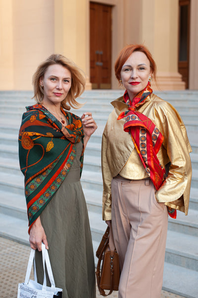 Apaszka „Sokole Polowanie” (Zielona) (Wełna)
