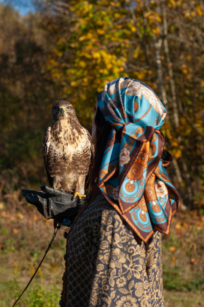 Apaszka „Sokole Polowanie” (Turkusowa) (Twill)