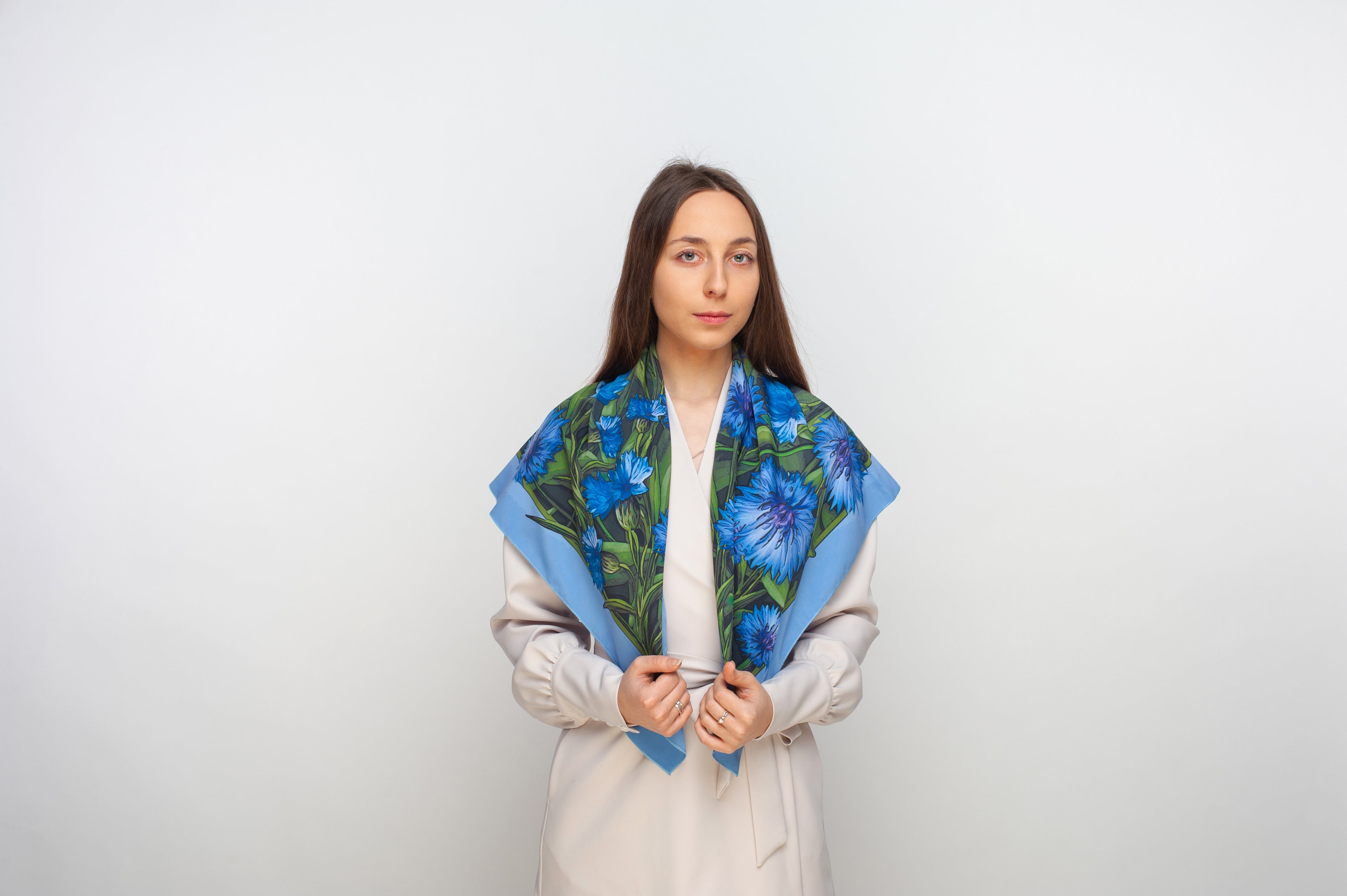 "Cornflowers" Scarf (Wet Silk)