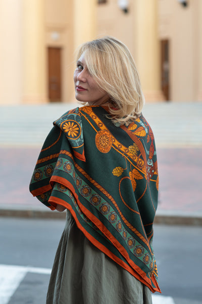 Apaszka „Sokole Polowanie” (Zielona) (Wełna)