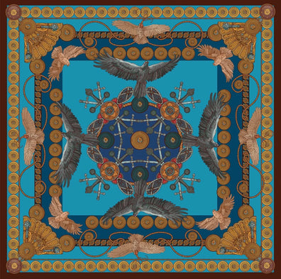 Poszetka „Sokole Polowanie” (Turkusowa) (Twill)