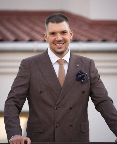 Poszetka jedwabna męska dwustronna „Leon”