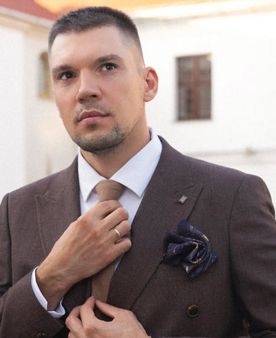Poszetka jedwabna męska dwustronna „Leon”