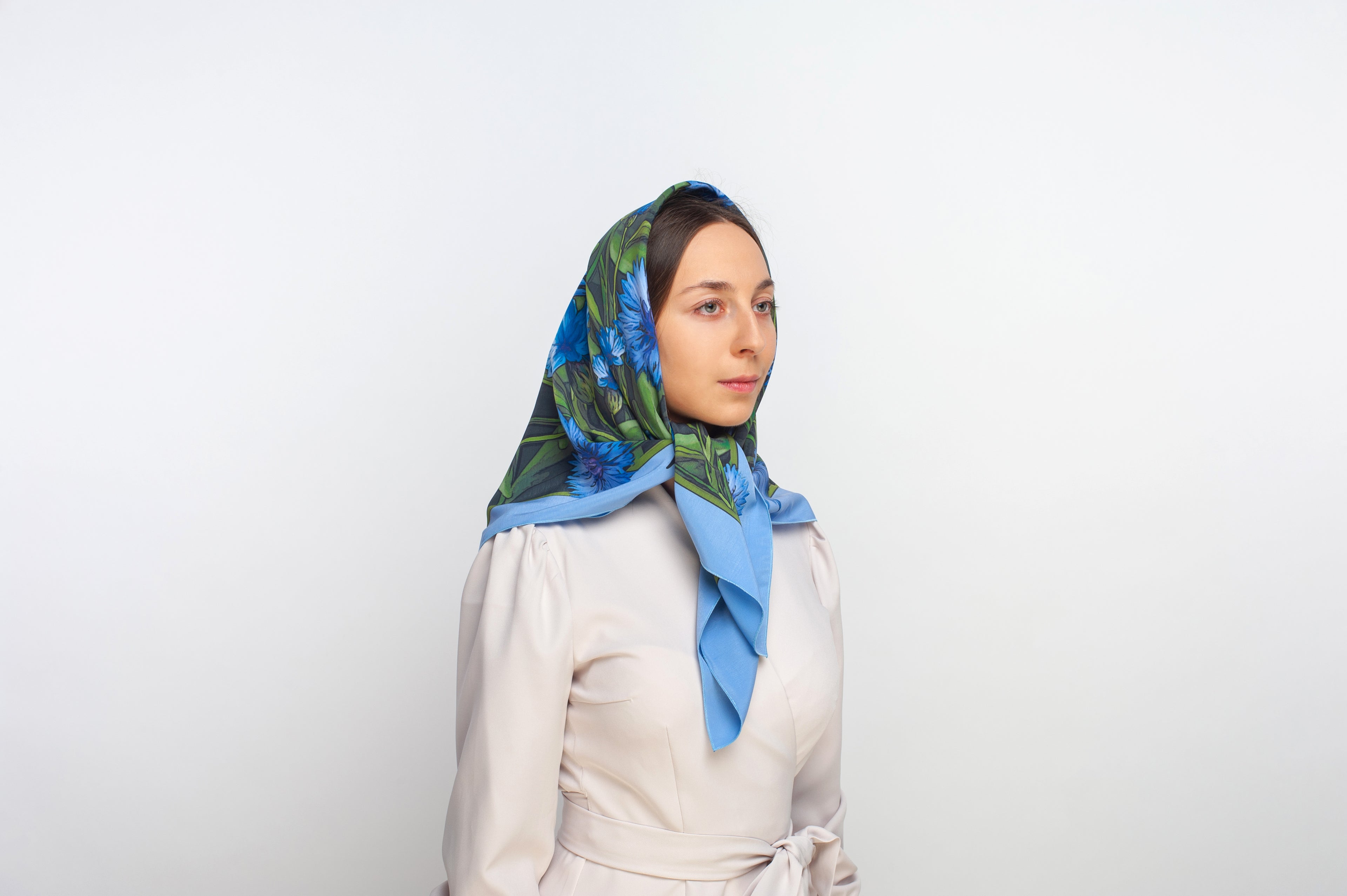 "Cornflowers" Scarf (Wet Silk)