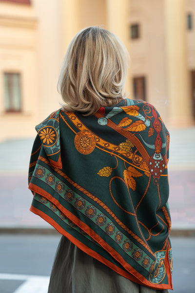 Apaszka „Sokole Polowanie” (Zielona) (Wełna)