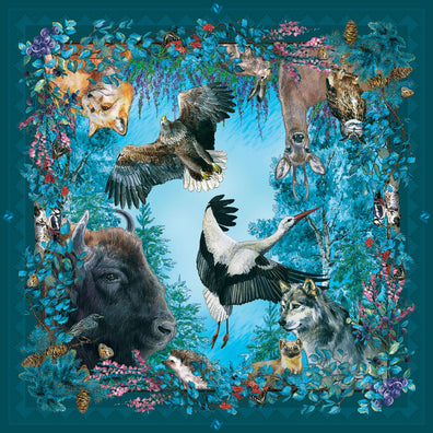 Apaszka „Puszcza Białowieska Żubr” (Jedwab mokry)