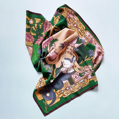 Apaszka „Użalka Szmaragd” (Jedwab mokry)