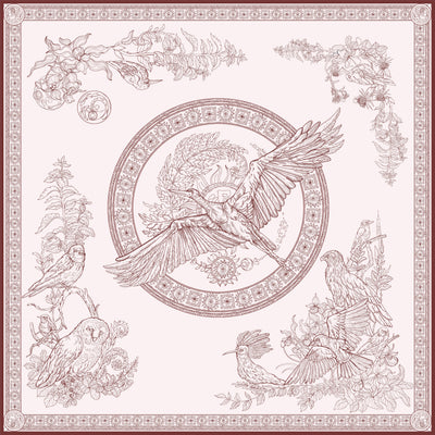 Apaszka „Ptaki Białorusi” (Różowa) (Jedwab mokry)