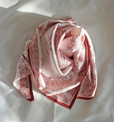 Apaszka „Ptaki Białorusi” (Różowa) (Jedwab mokry)