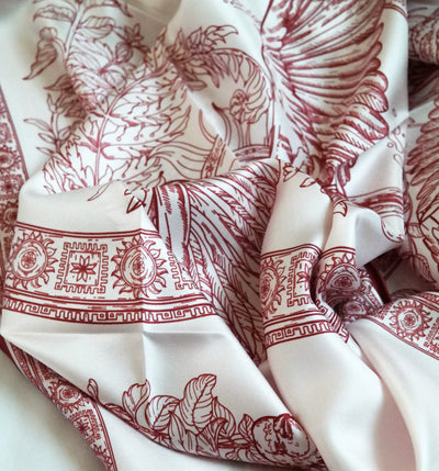 Apaszka „Ptaki Białorusi” (Różowa) (Jedwab mokry)