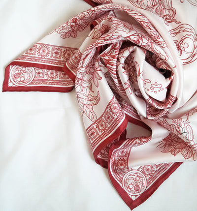 Apaszka „Ptaki Białorusi” (Różowa) (Jedwab mokry)