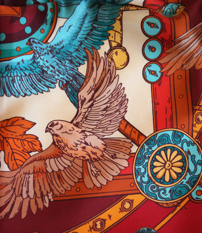 Apaszka „Sokole Polowanie” (Czerwona) (Jedwab mokry)